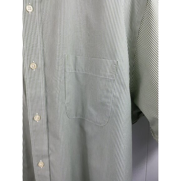 Eddie Bauer Relaxed Fit Men XL Green White Striped Short Sleeve Button Up Shirt - Picture 4 of 9
